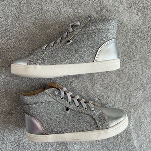 Brand new never worn Old Soles silver sparkle high tops